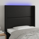 Gossi tablie de pat cu led, negru, 93x16x118/128 cm, piele ecologica