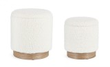 Cumpara ieftin Set 2 tabureti lemn maro textil alb Zoya 30.5x35 cm, 37x42 cm