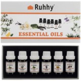 Set 6 Uleiuri Esentiale Ruhhy, 10ml: Lavanda, Eucalipt, Mentă, Lemongrass, Tea Tree, Portocală. Aromaterapie, Relaxare, Difuzor
