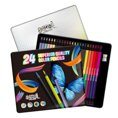 Creioane color super soft, lemn negru, 24 cul/set - S-COOL foto