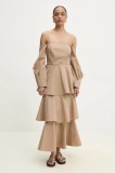 Answear Lab rochie culoarea bej, maxi, evazată