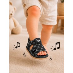 Sandalute negre cu piuitoare - Ursuleti (Marime Disponibila: Marimea 22)