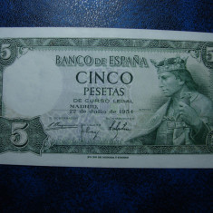 SPANIA 5 PESETAS 1954 AUNC