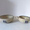 Lot 2 castronase ceramice (gresie) cu 2 toarte, facute manual, studio pottery, semnate pe fund