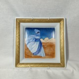Vas portelan Artoria Limoges Art Deco, albastru tuareg, vintage