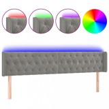 Cumpara ieftin Tablie de pat cu LED, gri deschis, 183x16x78/88 cm, catifea
