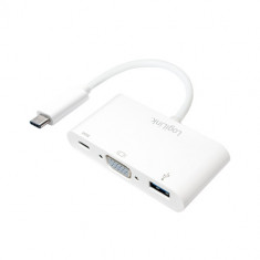 Adaptor Logilink UA0260 USB-C 3.1 - VGA + USB + USB-C White foto