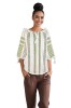 Bluza dama RA25 alb/verde , marimea 3XL, Casual, Bumbac