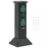 VidaXL Coloană priză de exterior cu 4 căi, negru/verde, 16x16x39,5 cm
