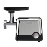 Masina de tocat HMG-2100BKS3, 2100W, accesorii rosii, kebbe si carnati, 1.8 Kg/min, 2 viteze, Negru/Inox