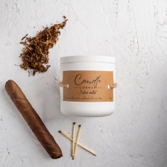 Lumanare parfumata handmade din ceara naturala de soia 100%, aroma de Tutun Rulat, Recipient ceramic, 150 g