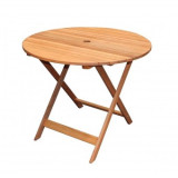 Masa pentru gradina, Strend Pro Svendborg, lemn de meranti, rotunda, maro, 90x90x72 cm