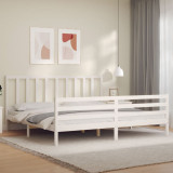 Cadru pat cu tablie 200x200 cm, alb, lemn masiv GartenMobel Dekor, vidaXL