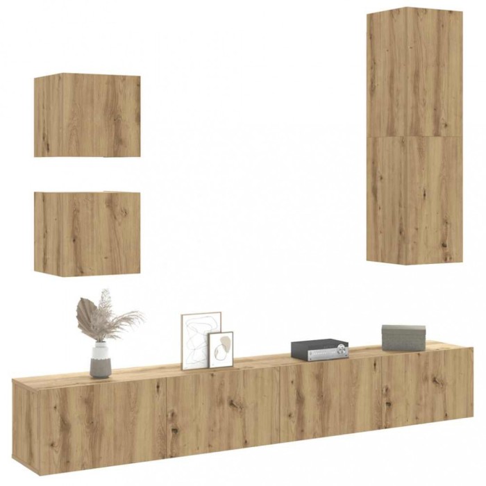 vidaXL Set dulap TV 5 piese montat pe perete Stejar artizanal