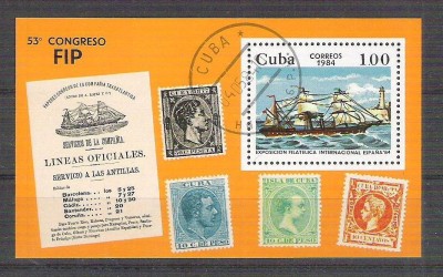 Cuba 1984 Ships, UPU, perf. sheet, used AA.021 foto