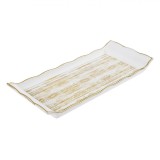 Tavă Servire Plastic, Dreptunghiulară, Alb, Detalii Aurii, 30x13x2cm, Oem