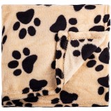 Pătură C&acirc;ini, Pet, Labute, Culoare Bej-Maro, Dimensiuni 100x70cm, Material Poliester, Oem