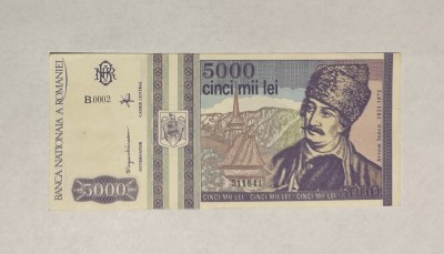 Bancnota Romania 5000 lei 1993 aUNC foto