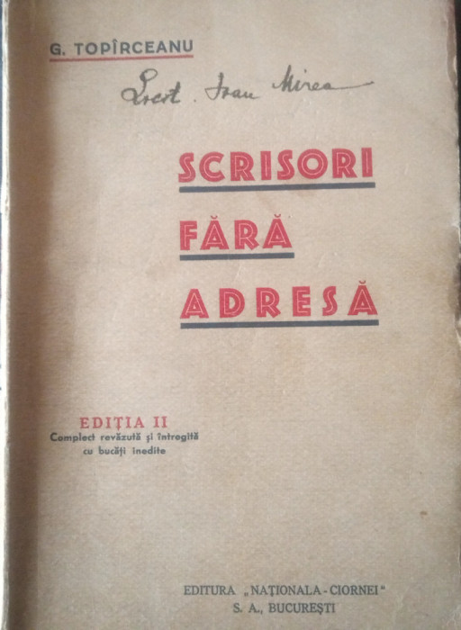 Scrisori fara adresa (G. Topirceanu, ed. II., interbelica, f. a.)