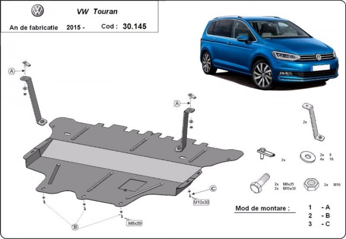 Scut motor metalic VW Touran Cutie Manuala 2016-prezent