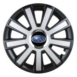 Cumpara ieftin Set 4 capace roti Silver/black cu inel cromat R14 pentru gama auto Subaru, Autohelix MSA
