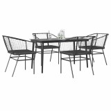 Gossi set de sufragerie de gradina 5 piese neagra sticla poly rattan