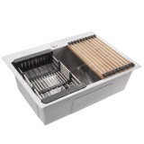 Chiuvetă din oțel cu set de accesorii 3 buc. REA Liam Brush Nickel