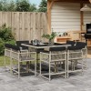 VidaXL Set mobilier grădină cu perne, 9 piese, gri deschis, poliratan 3211559