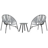 Cumpara ieftin Set scaune de gradina 3 buc Polyrattan negru si gri deschis