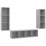 Cumpara ieftin Set de dulapuri TV, 3 piese, gri beton, lemn prelucrat