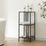 Raft, en.casa, PXSL-0171 Kumlinge, 80 x 35 x 35 cm, otel, negru, cu 3 polite depozitare, de sine statator HausGarden Leisure