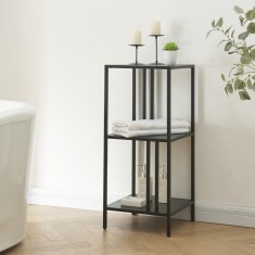 Raft, en.casa, PXSL-0171 Kumlinge, 80 x 35 x 35 cm, otel, negru, cu 3 polite depozitare, de sine statator HausGarden Leisure