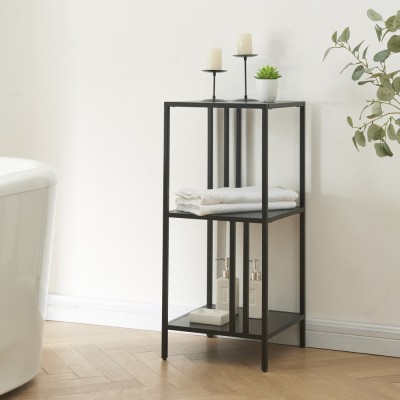 Raft, en.casa, PXSL-0171 Kumlinge, 80 x 35 x 35 cm, otel, negru, cu 3 polite depozitare, de sine statator HausGarden Leisure foto
