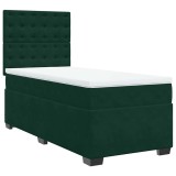 Cumpara ieftin Pat box spring cu saltea, verde inchis, 100x200 cm, catifea
