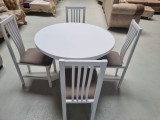 Set Masa Dining Fixa 106x75 cm + 4 Scaune Lemn Fag Tapitate Stofa