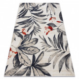 Covor modern MUNDO E7181 frunze exterior bej / albastru, 80x150 cm