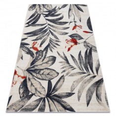 Covor modern MUNDO E7181 frunze exterior bej / albastru, 80x150 cm