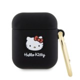 Husa pentru Apple AirPods 1 / AirPods 2 - Hello Kitty Silicone 3D Kitty Head (HKA23DKHSK) - Black