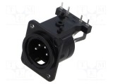 Conector XLR NEUTRIK 4 pini tată 90&deg; THT negru 6A pentru PCB și panou