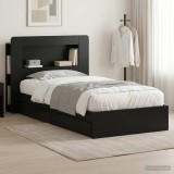 Cumpara ieftin Cadru de pat cu depozitare Negru 75 x 190 cm Lemn prelucrat