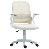 HOMCOM Scaun mesh respirabil, scaun rotativ ergonomic cu cotiere rabatabile și suport lombar, Alb | Aosom Romania