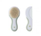 Set de ingrijire pentru bebelusi, pieptene si perie extra moale, material sigur pentru sanatate, 0% BPA, verde, Oem
