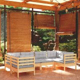 vidaXL Set mobilier grădină cu perne gri, 6 piese, lemn de pin 3097294