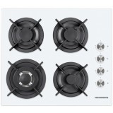 Plita incorporabila Heinner HBH-V4IWF-GWH, Gaz, 4 arzatoare, Aprindere electrica, Sticla alba