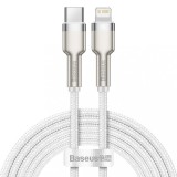 CABLU alimentare si date Baseus Cafule Metal, Fast Charging Data Cable pt. smartphone, USB Type-C la Lightning Iphone PD 20W, braided, 2m, alb &quot;CATLJK