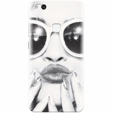 Husa silicon pentru Huawei P10 Lite, Black And White Portrait Blonde Model In Fashion Sunglasses
