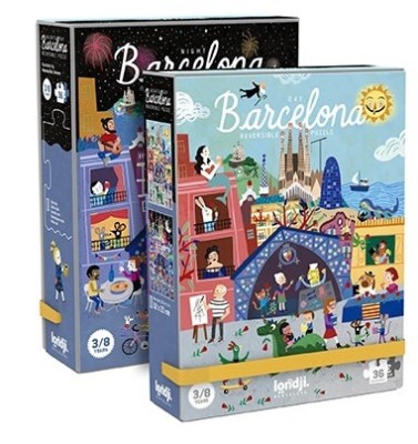 Puzzle reversibil Londji 36 piese - Zi si noapte in Barcelona foto