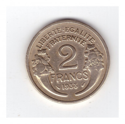 Moneda Franta 2 francs/franci 1938, stare buna, curata foto