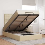 VidaXL Cadru de pat otoman cu saltea crem 120x200cm stofa 3313318