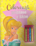 Colorează prințese și z&acirc;ne (+4 creioane) - Paperback brosat - *** - Girasol